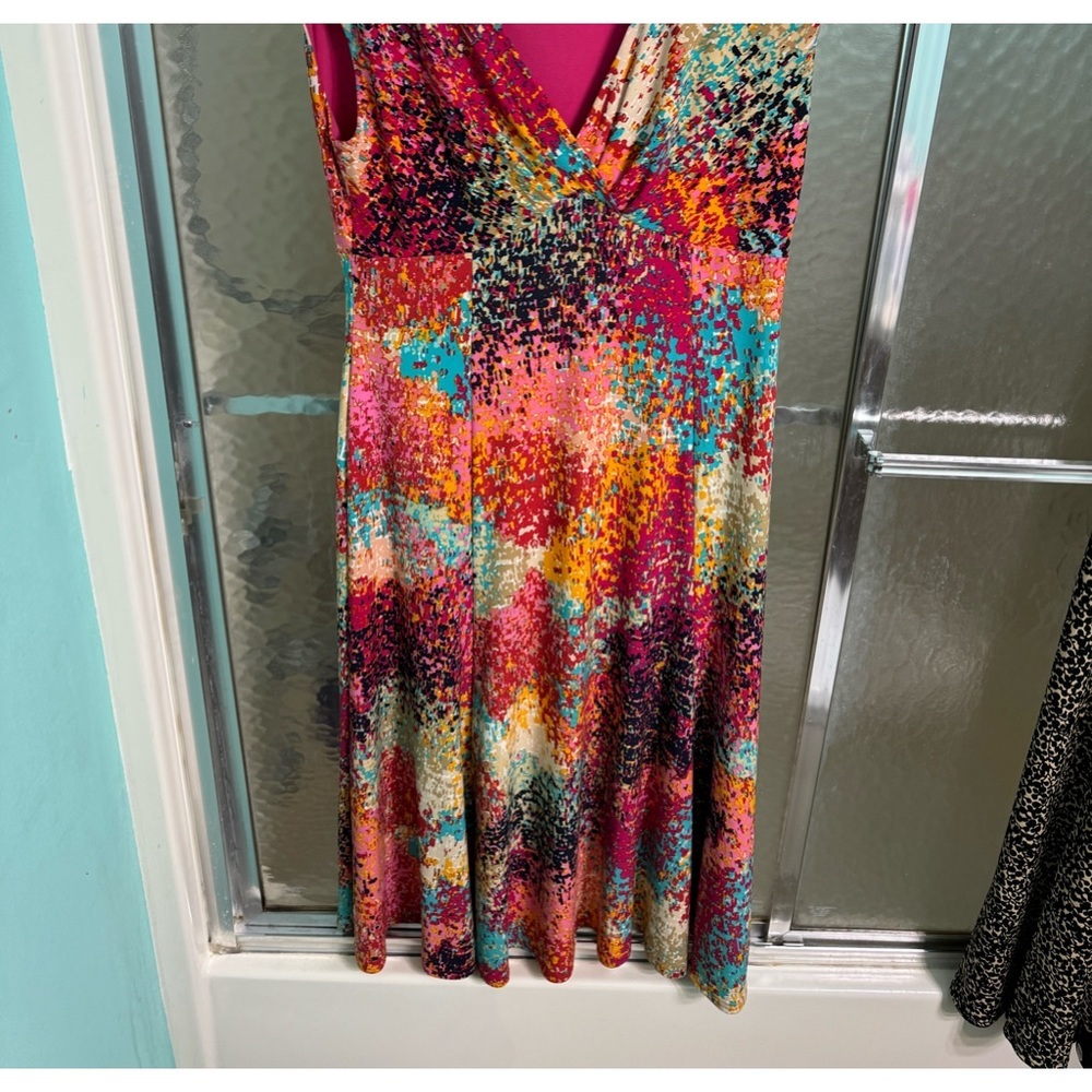 Evan-Picone 12 pre loved cap sleeve , faux wrap, multicolored in amazing…